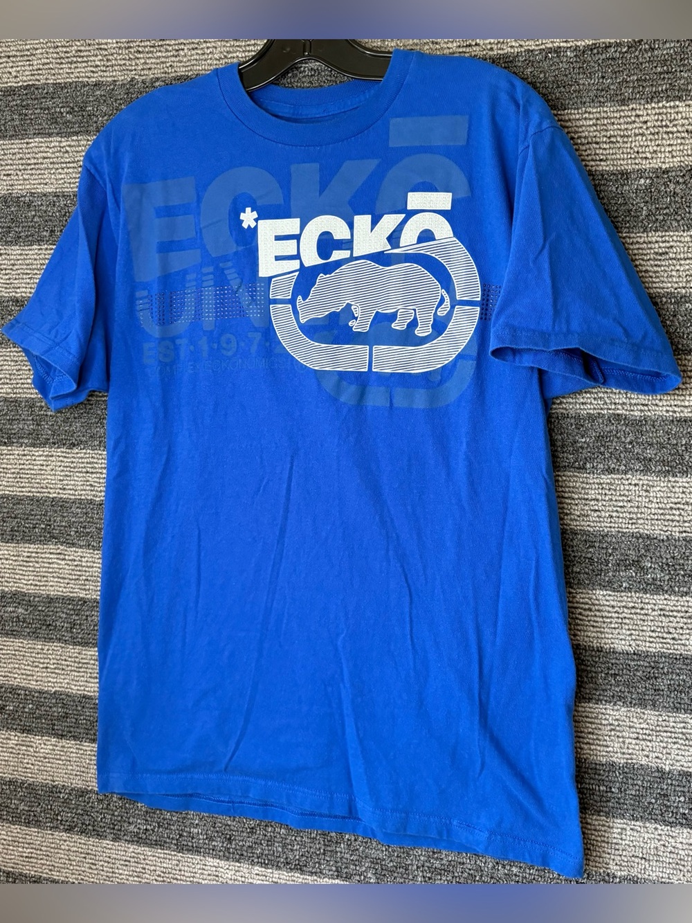 Ecko Unlimited Rhino Logo Royal Blue Graphic T-Shirt Men’s Medium EUC